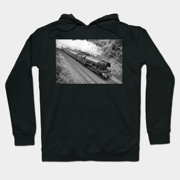 The Flying Scotsman - Black and White Hoodie by SteveHClark